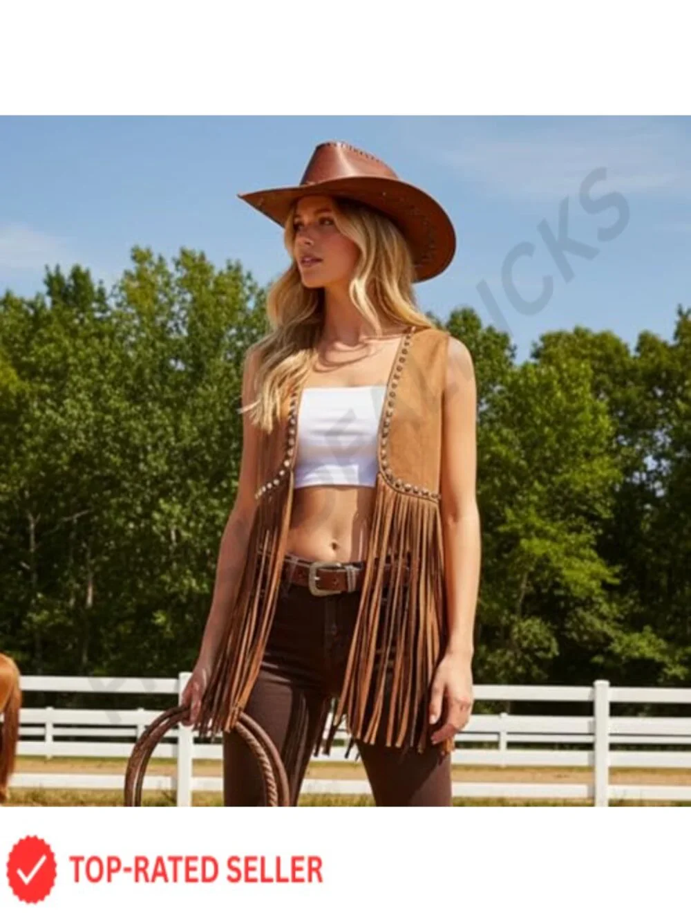 Faux Suede Fringe Vest Sleeveless Tassel Western Cowgirl Gilet